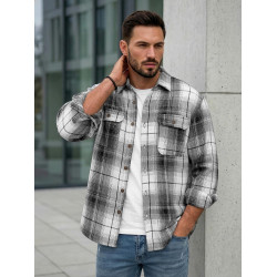 Vyriški juodi/balti flaneliniai marškiniai Cory