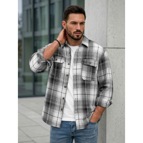 Vyriški juodi/balti flaneliniai marškiniai Cory Marškiniai