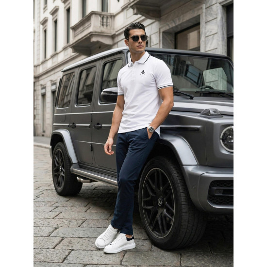 Vyriški balti polo marškinėliai Skull POLO marškinėliai