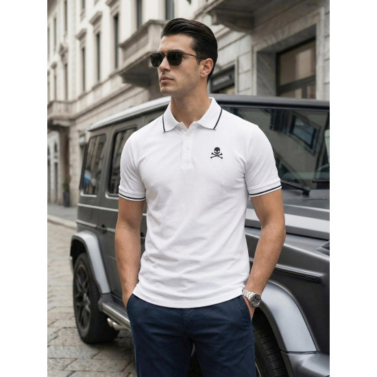 Vyriški balti polo marškinėliai Skull POLO marškinėliai