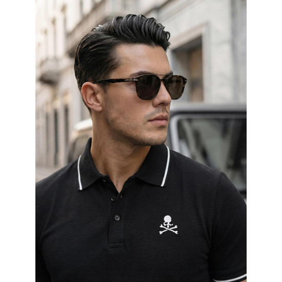 Vyriški juodi polo marškinėliai Skull POLO marškinėliai