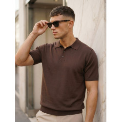 Vyriški tamsiai rudi polo marškinėliai Vibe