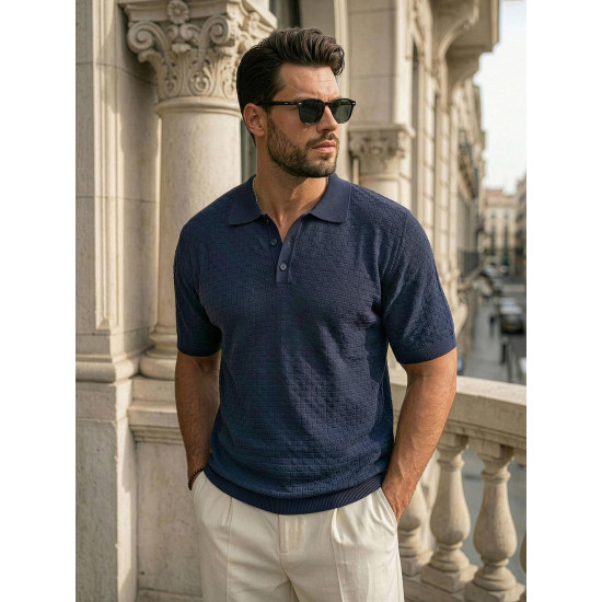 Vyriški tamsiai mėlyni polo marškinėliai Style POLO marškinėliai