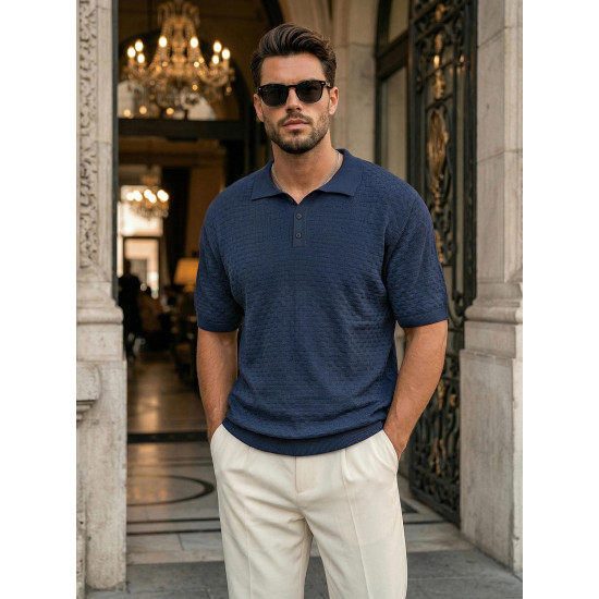 Vyriški tamsiai mėlyni polo marškinėliai Style POLO marškinėliai