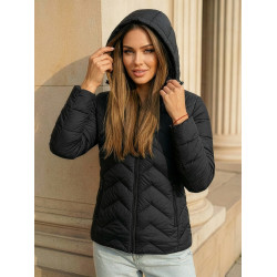 Moteriška juodos spalvos striukė su gobtuvu Alin