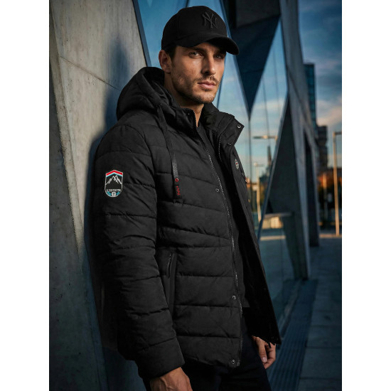 Vyriška juoda striukė su gobtuvu Hari