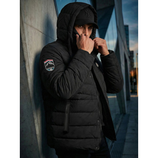 Vyriška juoda striukė su gobtuvu Hari