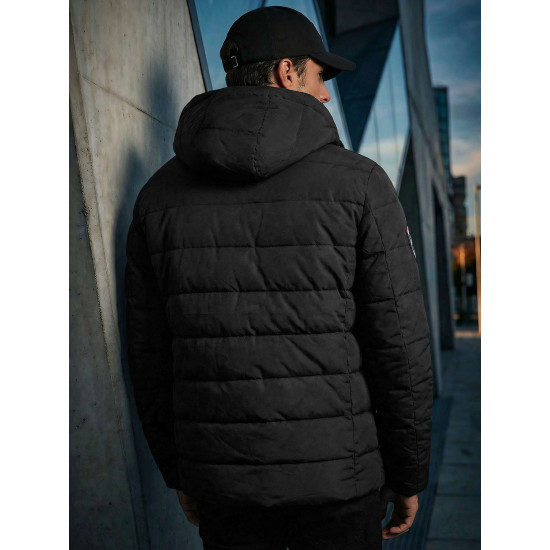 Vyriška juoda striukė su gobtuvu Hari