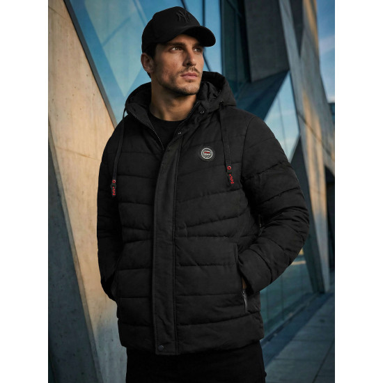 Vyriška juoda striukė su gobtuvu Hari