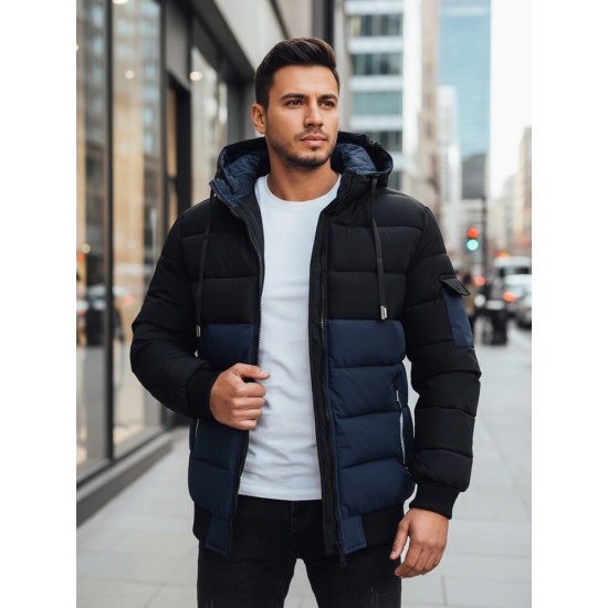 Vyriška juoda/tamsiai mėlyna žieminė striukė Oscar