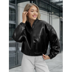 Moteriška juoda odinė striukė Ketrin