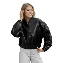 Moteriška juoda odinė striukė Ketrin