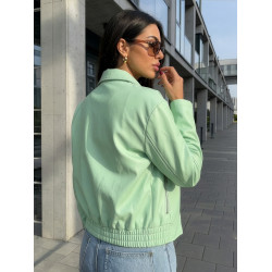 Moteriška mėtų spalvos odinė striukė „Jase“