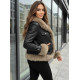 Moteriška juoda odinė striukė su kailiu Bali Moteriškos striukės