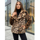 Moteriška ruda kailinė striukė su gyvūniniu raštu Leopard Moteriškos striukės