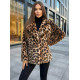 Moteriška ruda kailinė striukė su gyvūniniu raštu Leopard Moteriškos striukės