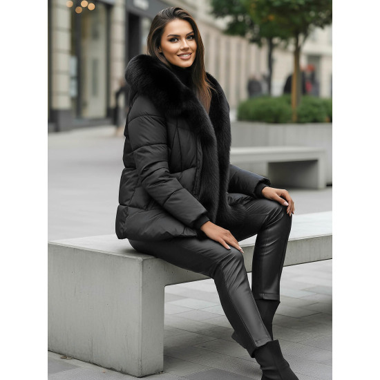 Moteriška juoda žieminė striukė Lota