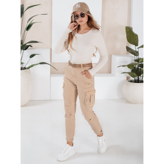 Moteriškos rusvos spalvos kelnės Cargo