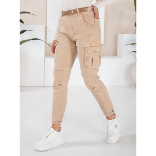 Moteriškos rusvos spalvos kelnės Cargo