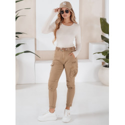 Moteriškos rudos spalvos kelnės Cargo