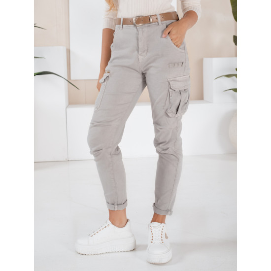 Moteriškos pilkos spalvos kelnės Cargo