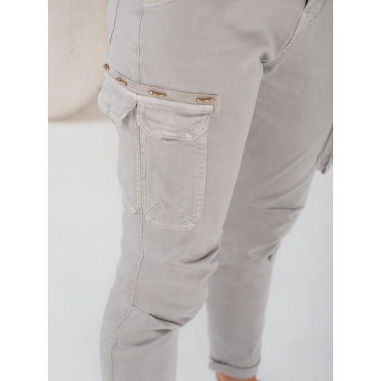 Moteriškos pilkos spalvos kelnės Cargo