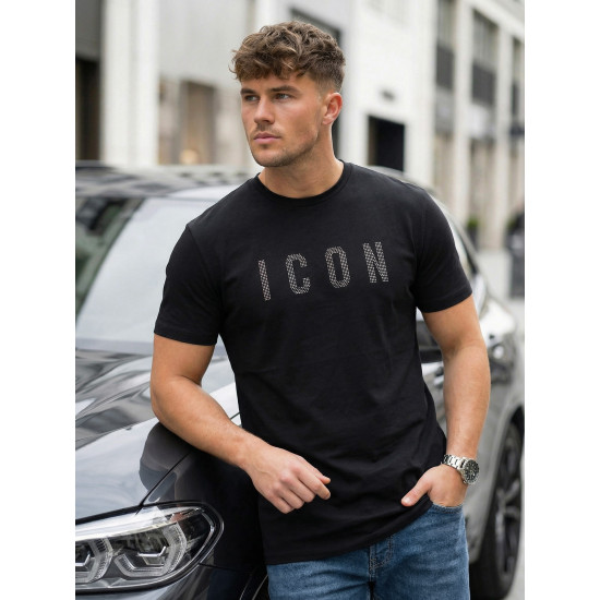 Vyriški juodi marškinėliai Max Marškinėliai su užrašais