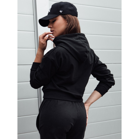 Moteriškas juodas džemperis su gobtuvu Trend