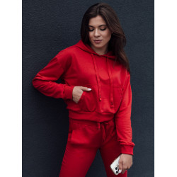 Moteriškas raudonos spalvos džemperis su gobtuvu Trend