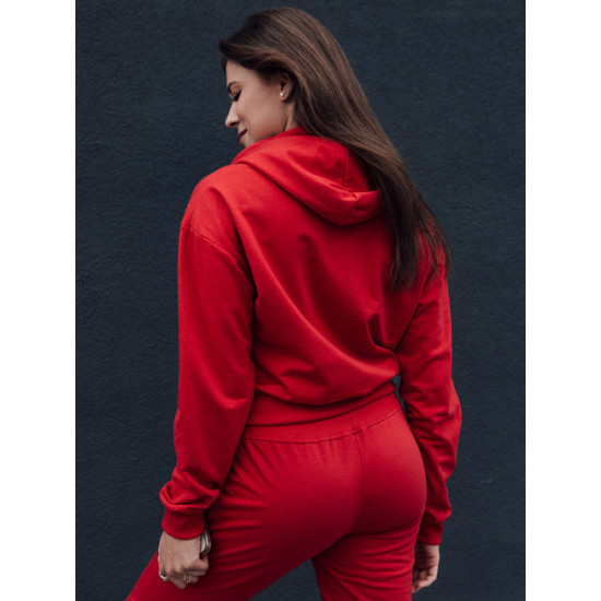 Moteriškas raudonos spalvos džemperis su gobtuvu Trend