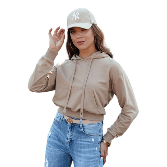 Moteriškas rusvas džemperis su gobtuvu Trend