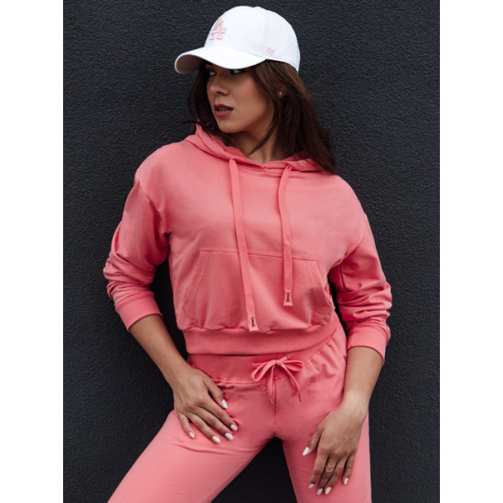 Moteriškas rožinės spalvos džemperis su gobtuvu Trend