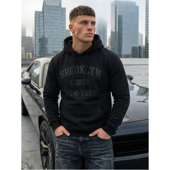 Juodas džemperis su gobtuvu Brooklyn Džemperiai su gobtuvu