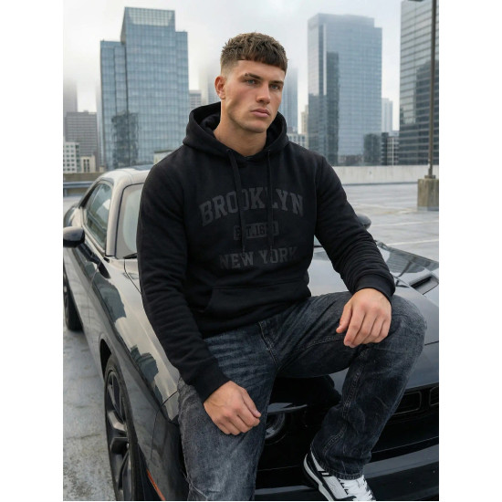 Juodas džemperis su gobtuvu Brooklyn Džemperiai su gobtuvu