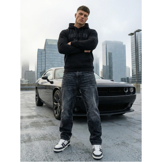 Juodas džemperis su gobtuvu Brooklyn Džemperiai su gobtuvu