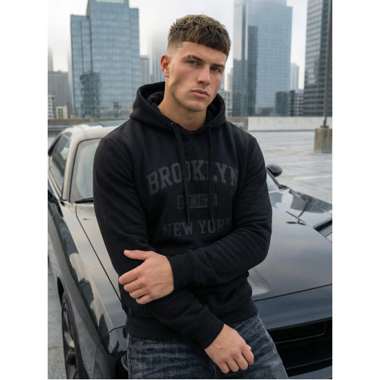 Juodas džemperis su gobtuvu Brooklyn Džemperiai su gobtuvu