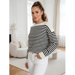 Moteriškas rusvas dryžuotas megztinis Elvara