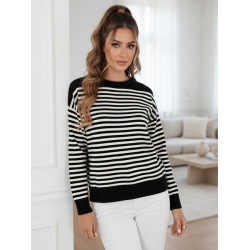 Moteriškas juodas dryžuotas megztinis Elvara