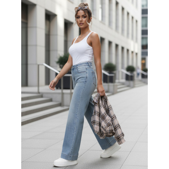 Moteriški mėlyni džinsai Emi Džinsai ir Jogeriai