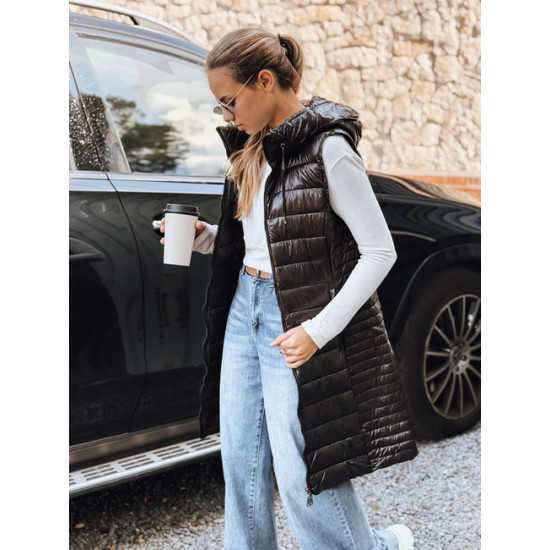 Moteriška juoda liemenė su gobtuvu Warm