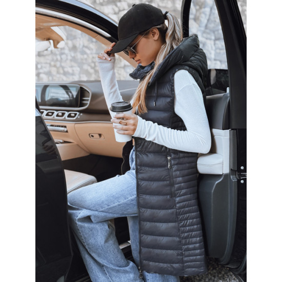 Moteriška tamsiai pilka liemenė su gobtuvu Warm