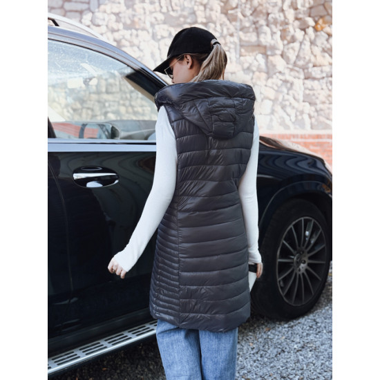 Moteriška tamsiai pilka liemenė su gobtuvu Warm