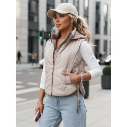 Moteriška šviesiai pilka liemenė su gobtuvu Teros