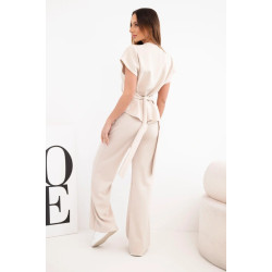 Women's light brown set with wide trousers Floren