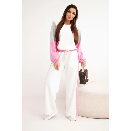 Damski dwukolorowy komplet wypoczynkowy z jasnoróżową wstawką Gabi Komplety damskie