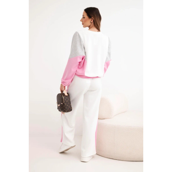 Damski dwukolorowy komplet wypoczynkowy z jasnoróżową wstawką Gabi Komplety damskie