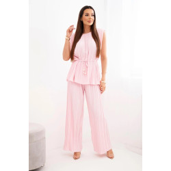 Moteriškas šviesiai rožinis klostuotas komplektas Nici