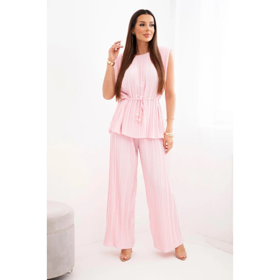 Sieviešu gaiši rozā plisēts komplekts Nici Sieviešu uzvalki