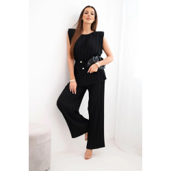 Moteriškas juodas klostuotas komplektas Nici