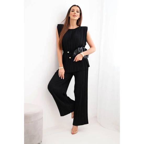 Moteriškas juodas klostuotas komplektas Nici Moteriški komplektai